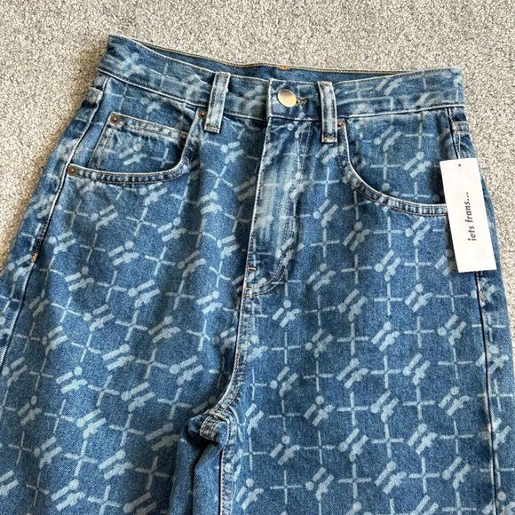 iets frans... Monogram Jeans High Rise Wide Legs Retro Sz 27W - Picture 4 of 7